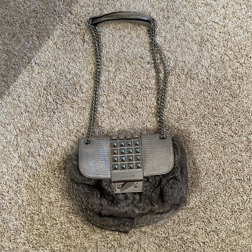 Gray Michael Kors Crossbody Bag with Chain Strap